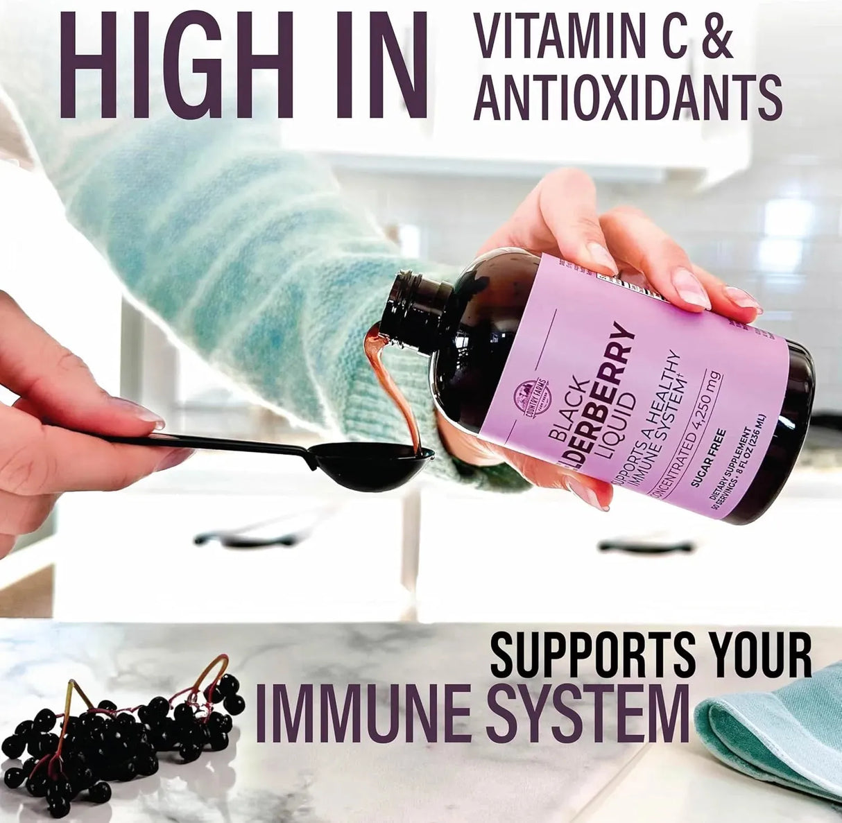 COUNTRY FARMS - Country Farms Elderberry Liquid 236Ml. - The Red Vitamin MX - Suplementos Alimenticios - {{ shop.shopifyCountryName }}