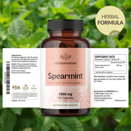 HERBAMAMA - HERBAMAMA Spearmint Leaf 1000Mg. 100 Capsulas - The Red Vitamin MX - Suplementos Alimenticios - {{ shop.shopifyCountryName }}