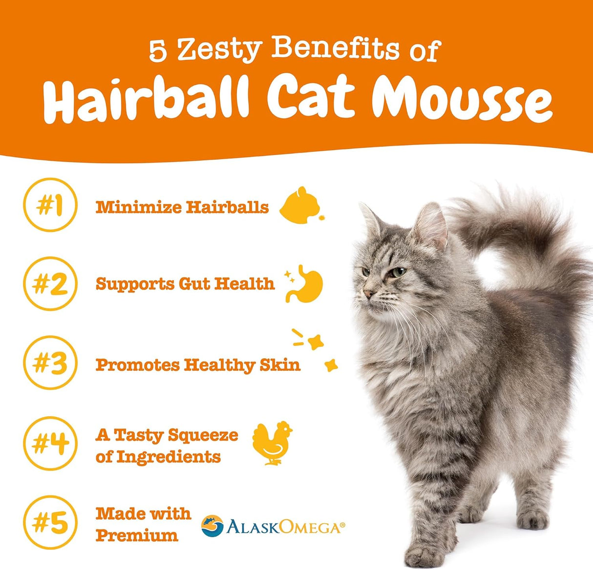 Zesty Paws Hairball Cat Mousse 3 Paquetes
