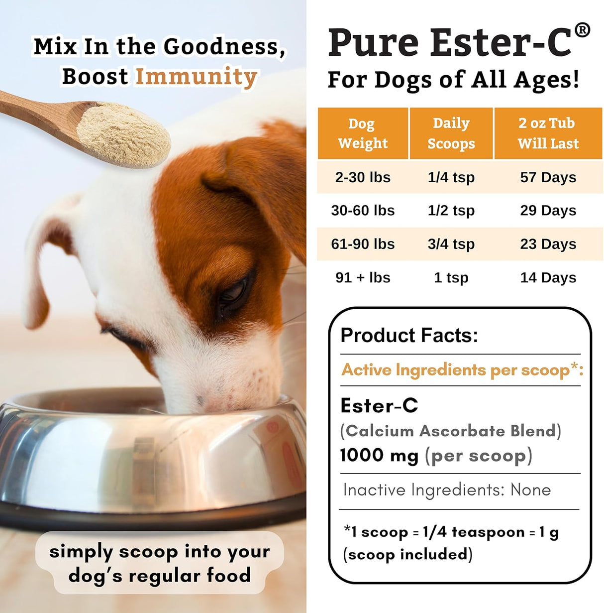Wholistic Pet Organics Pure Ester-C Powder for Dogs 57Gr.
