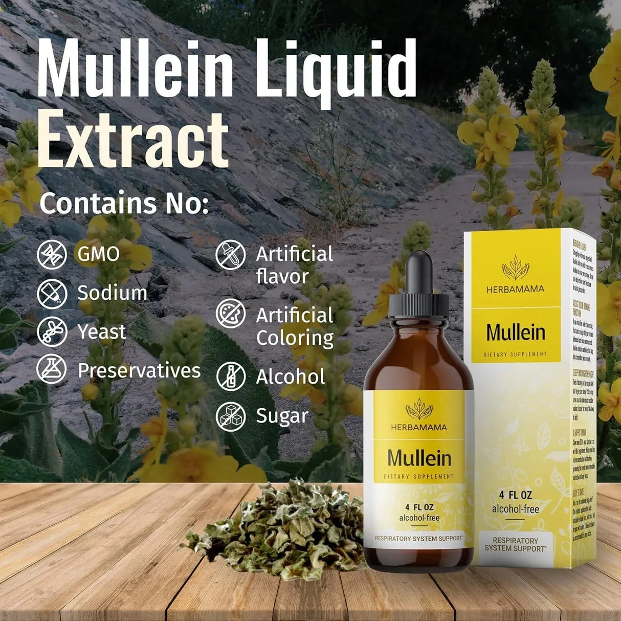 HERBAMAMA - HERBAMAMA Mullein Leaf Tincture Lung Cleanse 4 Fl.Oz. - The Red Vitamin MX - Suplementos Alimenticios - {{ shop.shopifyCountryName }}