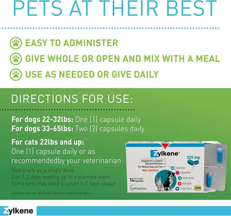 VETOQUINOL - Vetoquinol Zylkene Behavior Support Capsules for Medium Dogs 33-65lbs 14 Capsulas - The Red Vitamin MX - Relajantes Para Perros - {{ shop.shopifyCountryName }}