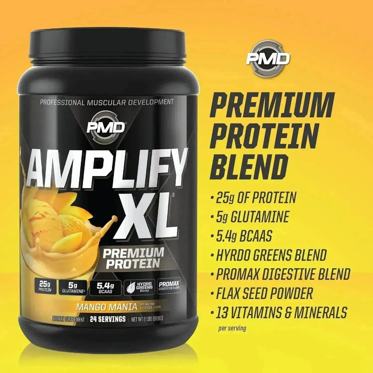 PMD SPORTS - PMD Sports Amplify XL Premium Whey Protein Mango Mania 24 Servicios 908Gr. - The Red Vitamin MX - Suplementos Alimenticios - {{ shop.shopifyCountryName }}