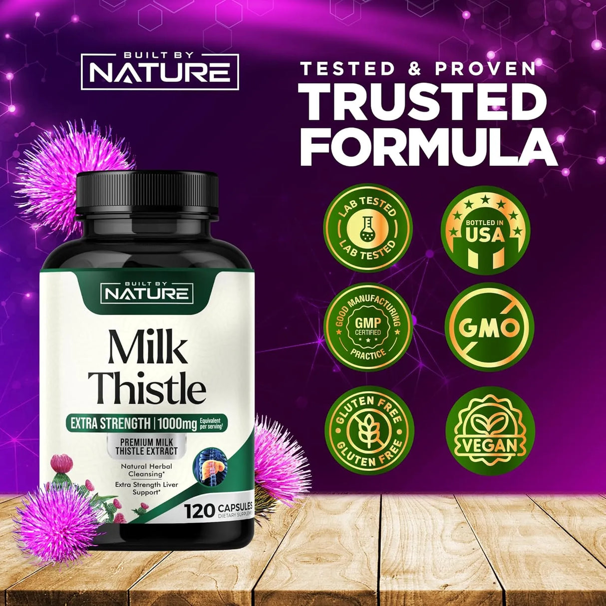 BUILT BY NATURE - Built by Nature Milk Thistle 1000Mg. 120 Capsulas - The Red Vitamin MX - Suplementos Alimenticios - {{ shop.shopifyCountryName }}