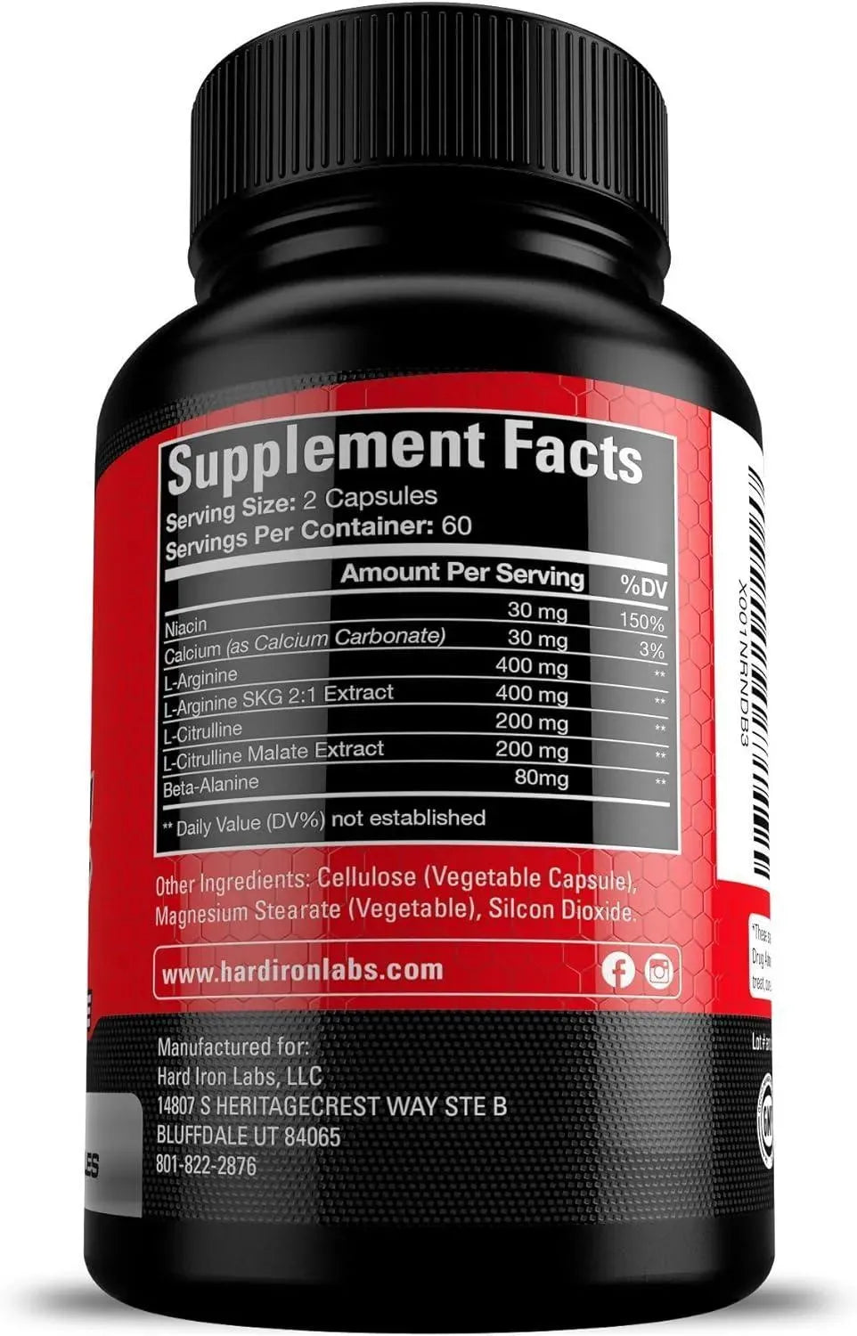 HARD IRON LABS - Hard Iron Labs N.O. Nitric Oxide Booster with L-Arginine, L-Citrulline, Beta Alanine, AAKG 120 Capsulas - The Red Vitamin MX - Suplementos Alimenticios - {{ shop.shopifyCountryName }}