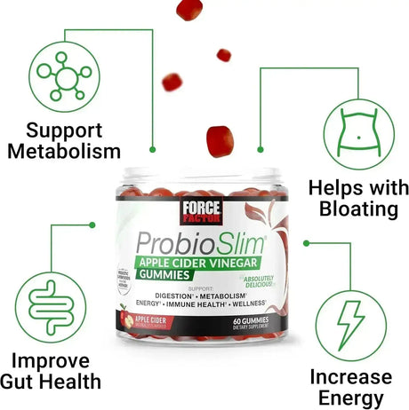 FORCE FACTOR - Force Factor ProbioSlim Apple Cider Vinegar Gummies 60 Gomitas - The Red Vitamin MX - Suplementos Alimenticios - {{ shop.shopifyCountryName }}