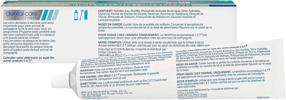 VIRBAC - Virbac C.E.T. Enzymatic Toothpaste Vanilla Mint Flavor 2.5 Oz. - The Red Vitamin MX - Cuidado Dental Para Perros - {{ shop.shopifyCountryName }}