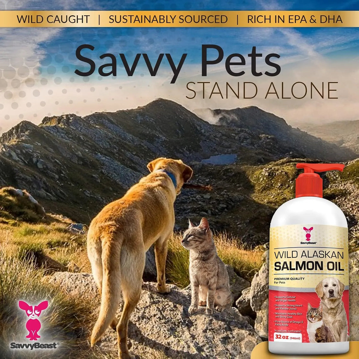 SAVVYBEAST - SavvyBeast Wild Alaskan Salmon Oil for Dogs 32 Fl.Oz. - The Red Vitamin MX - Aceite De Pescado Para Perros - {{ shop.shopifyCountryName }}