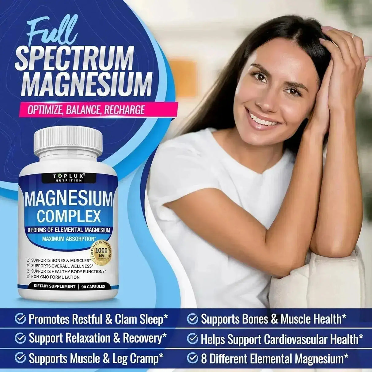 TOPLUX - Toplux Magnesium Complex 1000Mg. 90 Capsulas - The Red Vitamin MX - Suplementos Alimenticios - {{ shop.shopifyCountryName }}