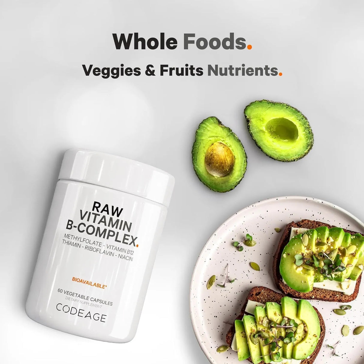 CODEAGE - Codeage Raw Vitamin B-Complex 60 Capsulas - The Red Vitamin MX - Suplementos Alimenticios - {{ shop.shopifyCountryName }}