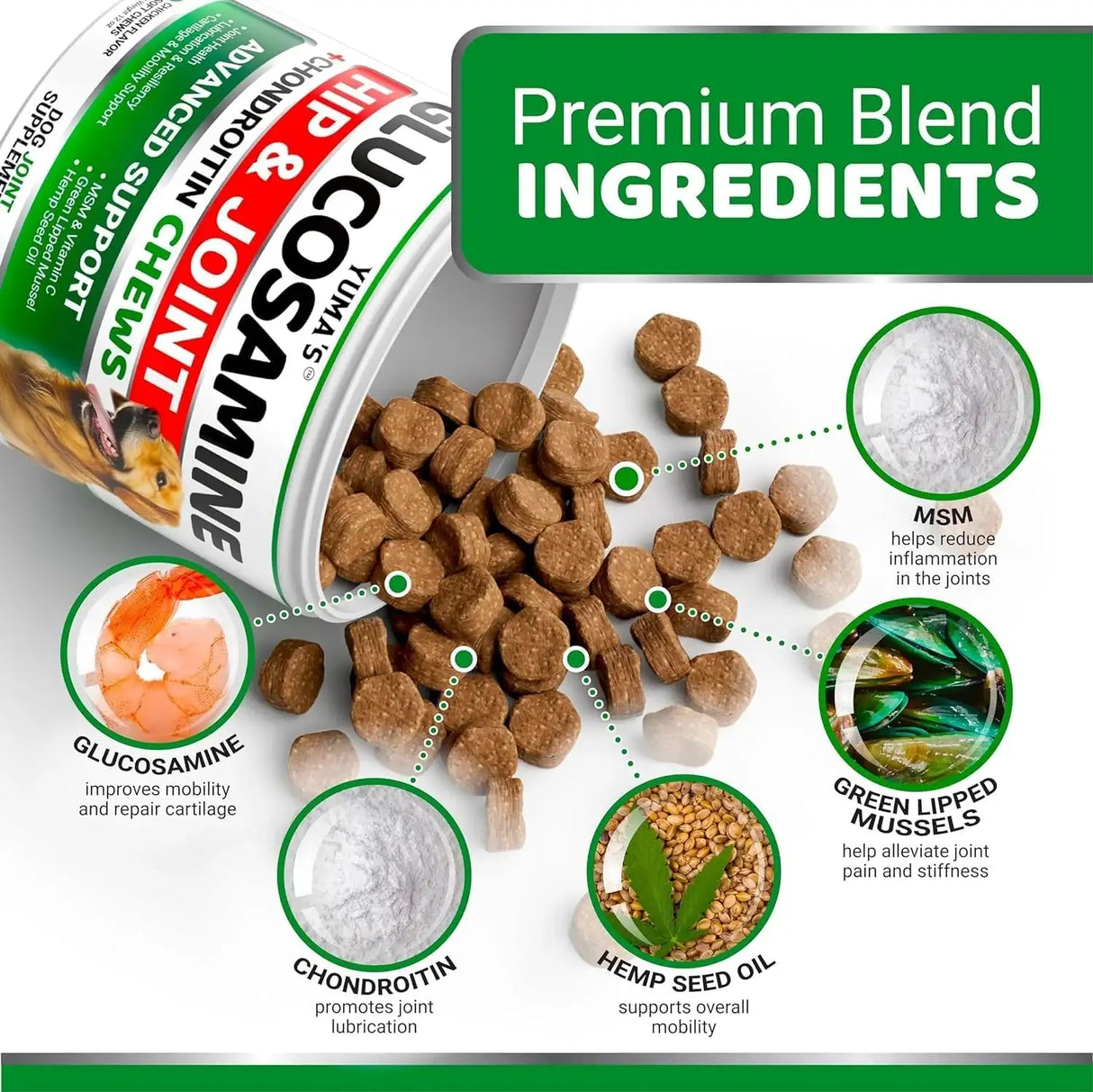 YUMA'S - YUMA'S Glucosamine for Dogs Hip and Joint Supplement 170 Masticables 2 Pack - The Red Vitamin MX - Cuidado De Cadera Y Articulaciones Para Perros - {{ shop.shopifyCountryName }}