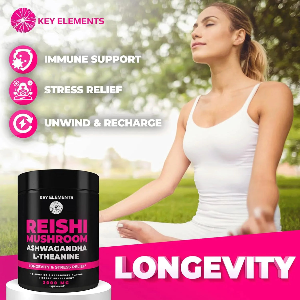 KEY ELEMENTS - KEY ELEMENTS Natural Reishi Mushroom Gummies with Ashwagandha 60 Gomitas - The Red Vitamin MX - Suplementos Alimenticios - {{ shop.shopifyCountryName }}