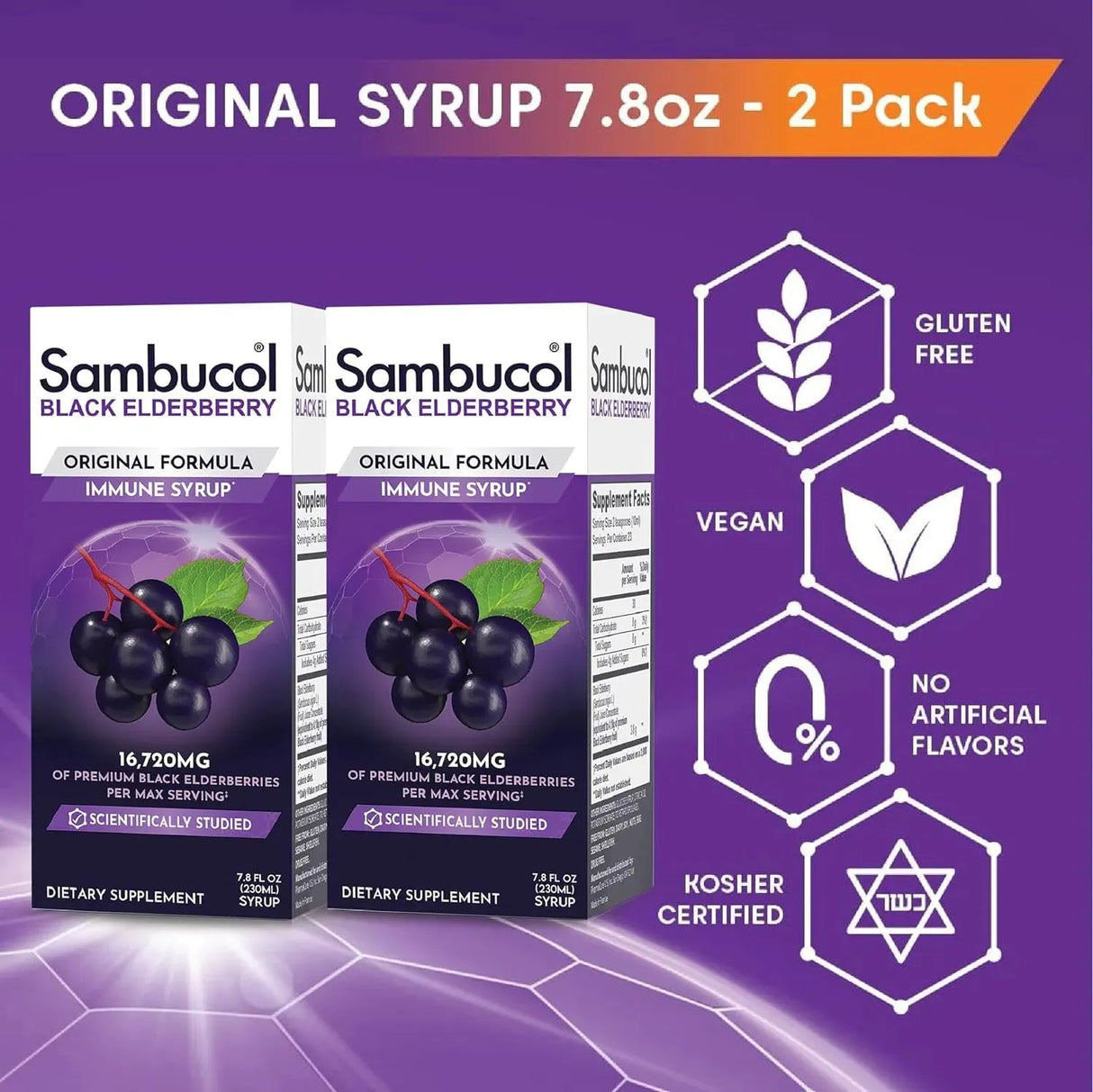 SAMBUCOL - Sambucol Black Elderberry Syrup 230Ml. 2 Pack - The Red Vitamin MX - Suplementos Alimenticios - {{ shop.shopifyCountryName }}