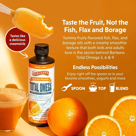 BARLEAN´S - Barlean's Total Omega 3 6 9 Orange Crème Liquid Fish Oil 8 Oz. - The Red Vitamin MX - Suplementos Alimenticios - {{ shop.shopifyCountryName }}