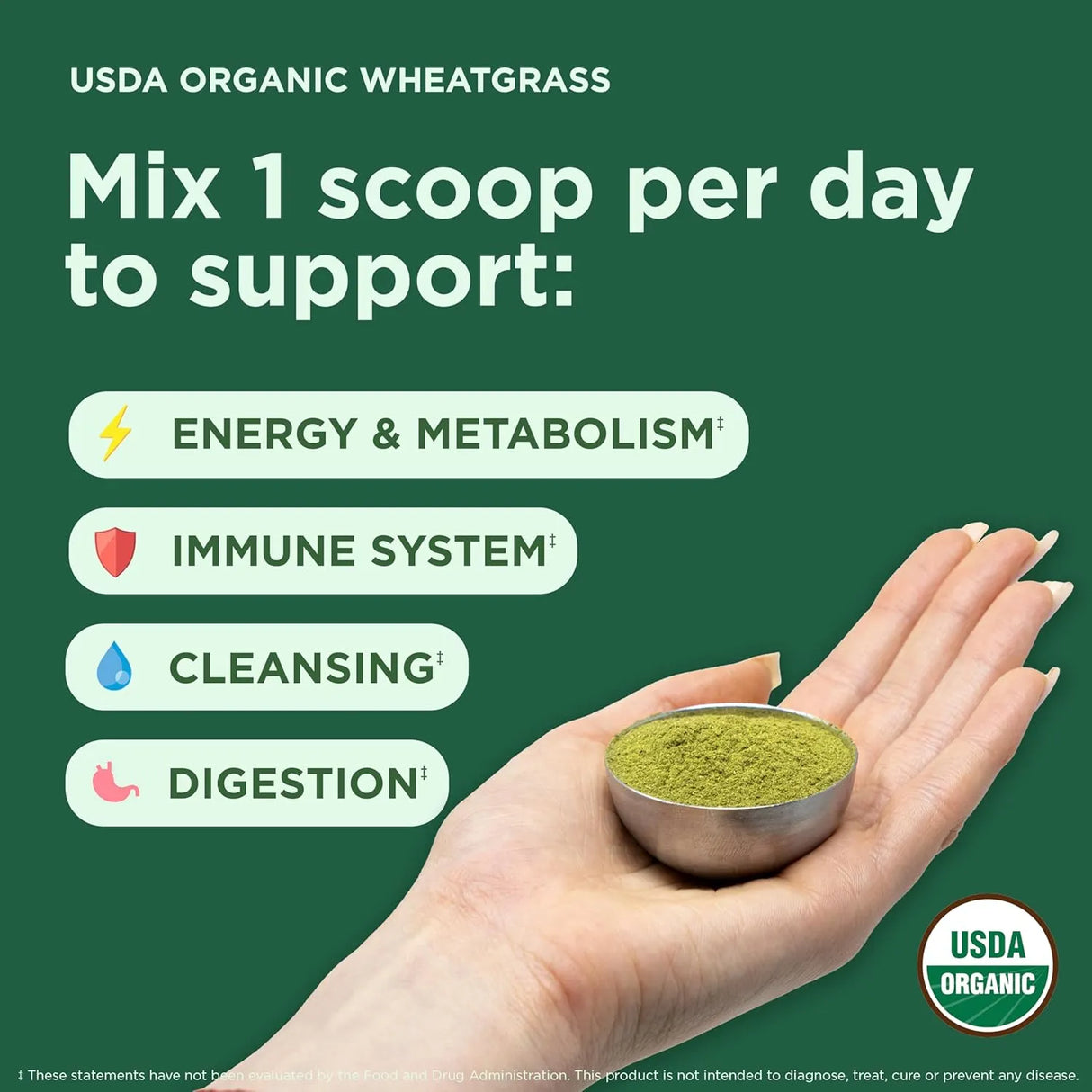 YUVE NATURALS - Yuve USDA Organic Wheatgrass Powder 150Gr. - The Red Vitamin MX - Suplementos Alimenticios - {{ shop.shopifyCountryName }}