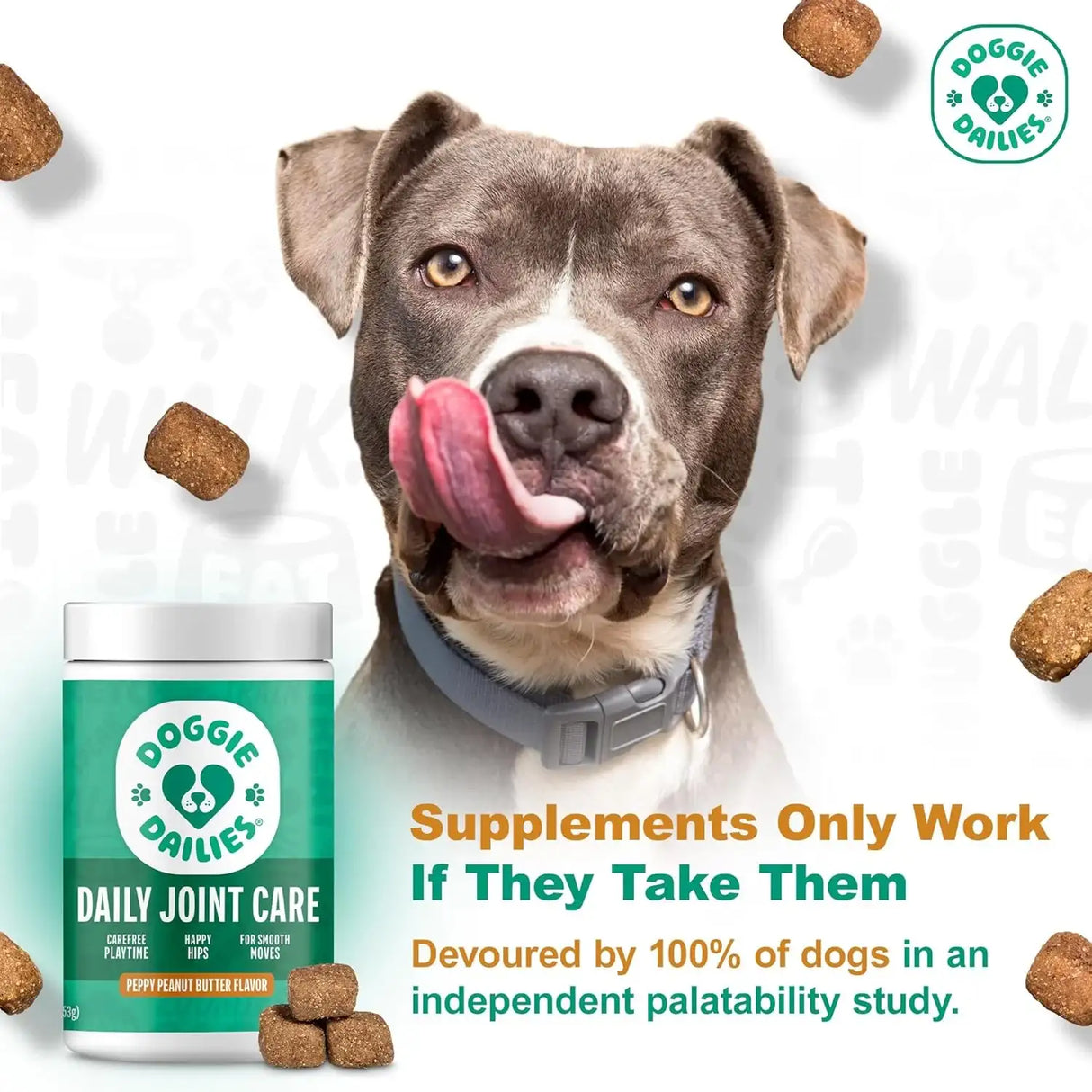 DOGGIE DAILIES - Doggie Dailies Daily Joint Care Glucosamine for Dogs Peanut Butter 225 Masticables - The Red Vitamin MX - Cuidado De Cadera Y Articulaciones Para Perros - {{ shop.shopifyCountryName }}