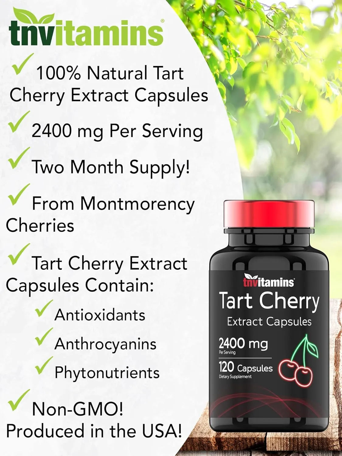 TNTVITAMINS - tnvitamins Tart Cherry 2400Mg. 120 Capsulas - The Red Vitamin MX - Suplementos Alimenticios - {{ shop.shopifyCountryName }}