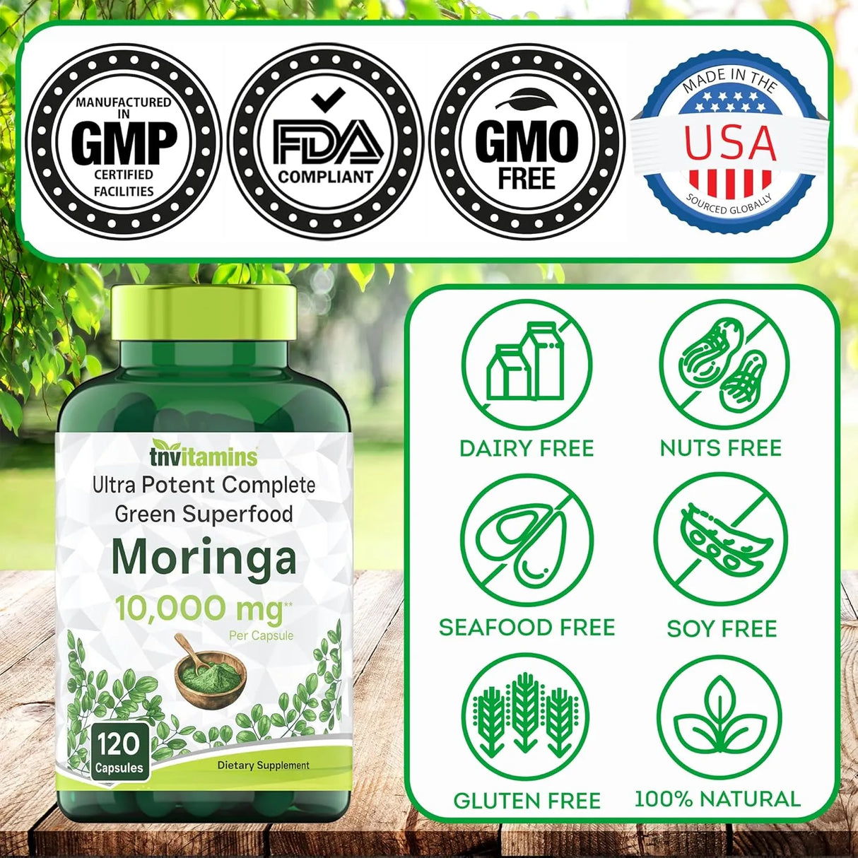 TNTVITAMINS - tnvitamins Moringa 10,000Mg. 120 Capsulas - The Red Vitamin MX - Suplementos Alimenticios - {{ shop.shopifyCountryName }}