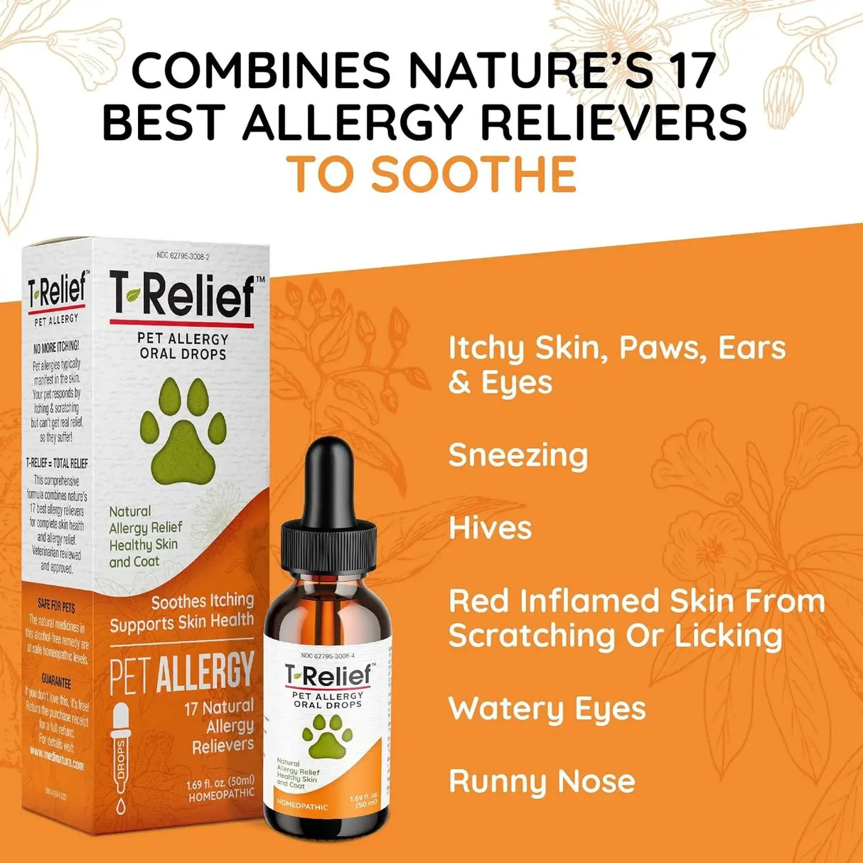 T-RELIEF - T-Relief Pet Allergy Support Drops for Dogs & Cats 1.69 Fl.Oz. - The Red Vitamin MX - Remedios Para La Picazón De Perros - {{ shop.shopifyCountryName }}