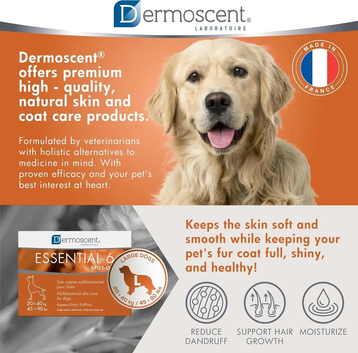 DERMOSCENT - Dermoscent Essential 6 spot-on Dog Skin Care Dogs 20-40 kg 4 Paquetes - The Red Vitamin MX - Remedios Para La Picazón De Perros - {{ shop.shopifyCountryName }}
