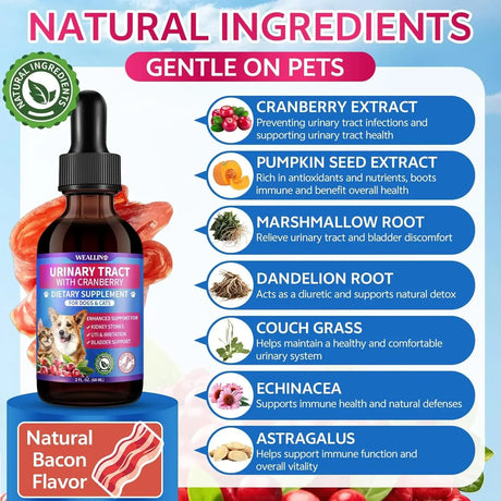 WEALLIN - WEALLIN Cat & Dog Natural Urinary Tract Infection Treatment with Cranberry 2 Fl.Oz. - The Red Vitamin MX - Salud De Tracto Urinario Para Perros - {{ shop.shopifyCountryName }}