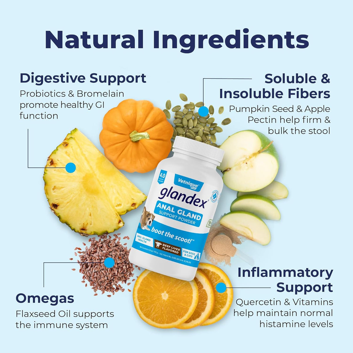 Vetnique Labs Glandex Dog Fiber Supplement Powder Beef Liver 114Gr.