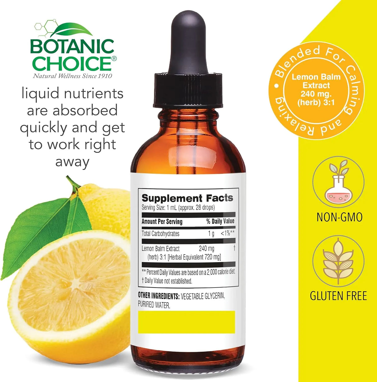BOTANIC CHOICE - Botanic Choice Lemon Balm Liquid Extract 30Ml. - The Red Vitamin MX - Suplementos Alimenticios - {{ shop.shopifyCountryName }}