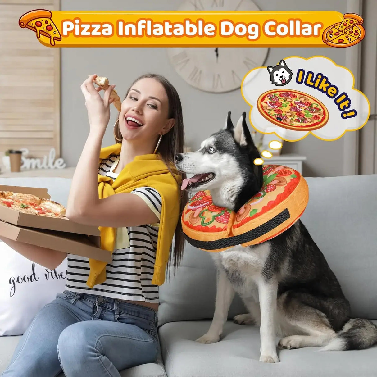 GRAND LINE - Grand Line Pizza Inflatable Collar LARGE - The Red Vitamin MX - Collares y Conos De Recuperación Para Perros - {{ shop.shopifyCountryName }}