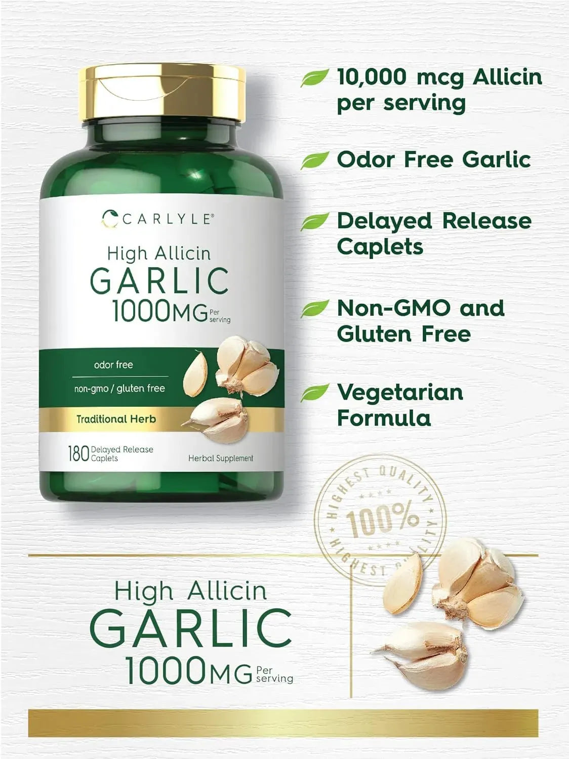 CARLYLE - Carlyle Garlic Supplement with High Allicin 1000Mg. 180 Tabletas - The Red Vitamin MX - Suplementos Alimenticios - {{ shop.shopifyCountryName }}