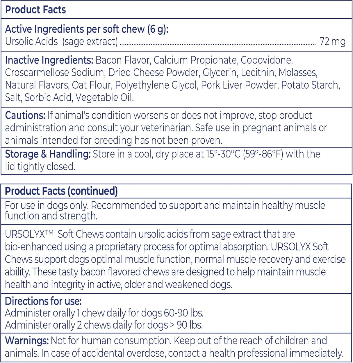 Virbac URSOLYX Soft Chews for Dogs Muscle Health Support 60 Masticables