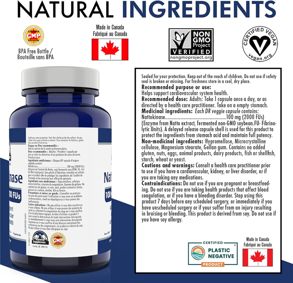 SUMMIT SUPPLEMENTS - Summit Supplements Nattokinase 100Mg. 60 Capsulas - The Red Vitamin MX - Suplementos Alimenticios - {{ shop.shopifyCountryName }}