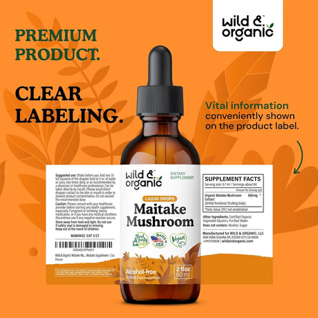 WILD & ORGANIC - Wild & Organic Maitake Mushroom Drops 2 Fl.Oz. - The Red Vitamin MX - Suplementos Alimenticios - {{ shop.shopifyCountryName }}