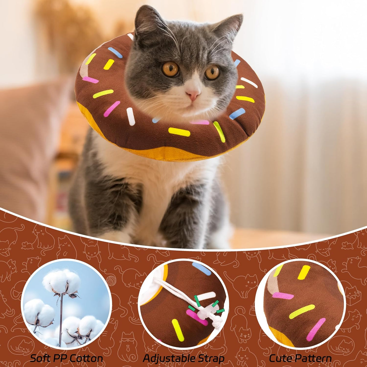 Seyezo Cat Cone Collar Soft Donut Brown Medium