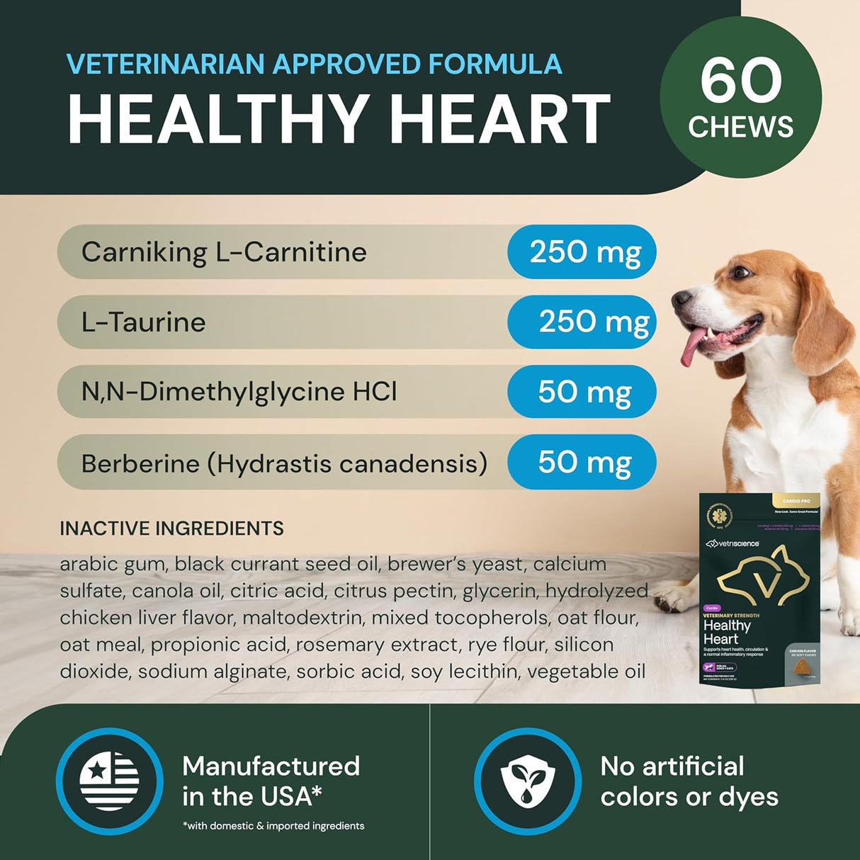 VetriScience Veterinary Strength Healthy Heart 60 Masticables