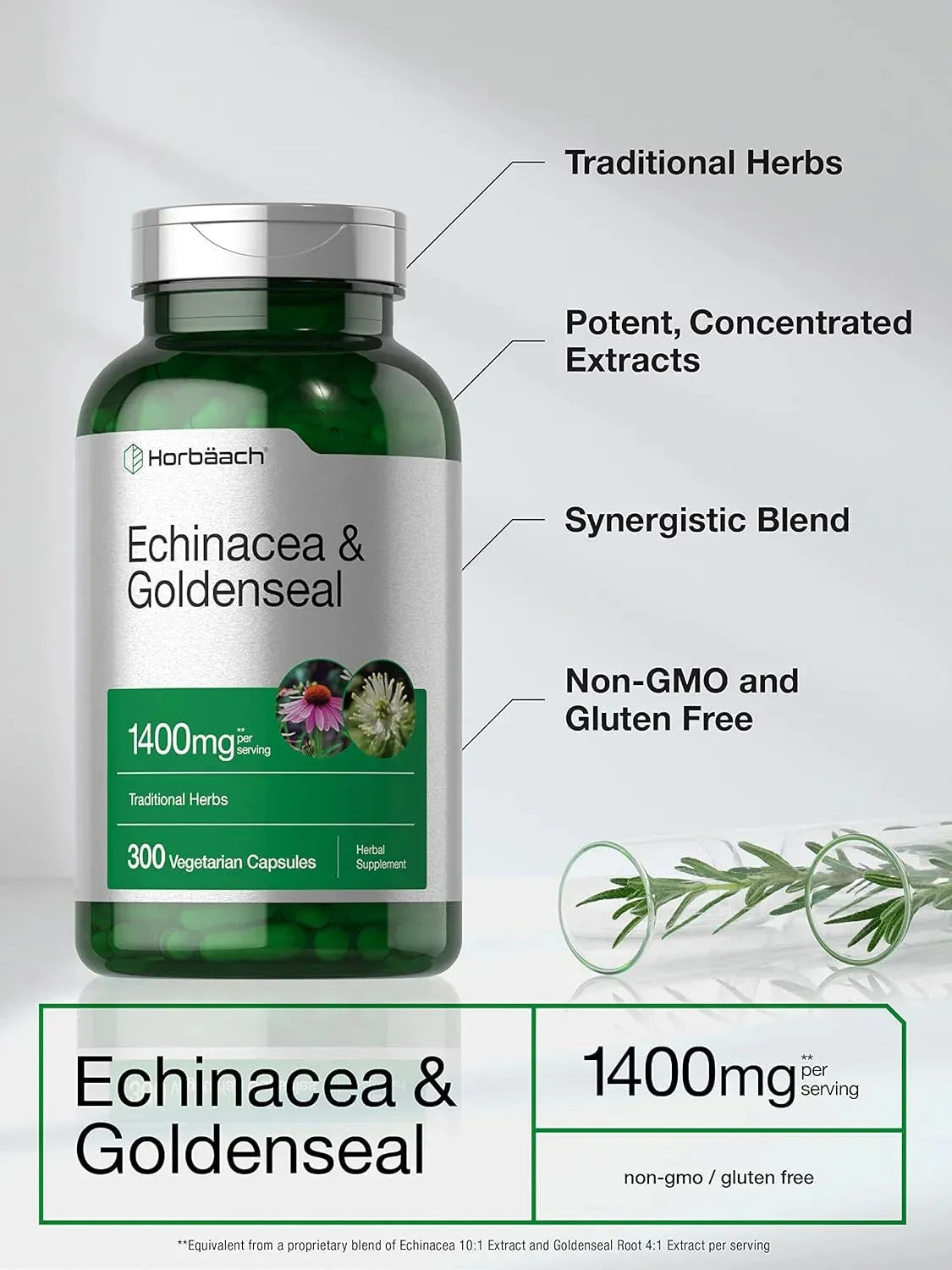 HORBAACH - Horbäach Echinacea Goldenseal 1400Mg. 300 Capsulas - The Red Vitamin MX - Suplementos Alimenticios - {{ shop.shopifyCountryName }}