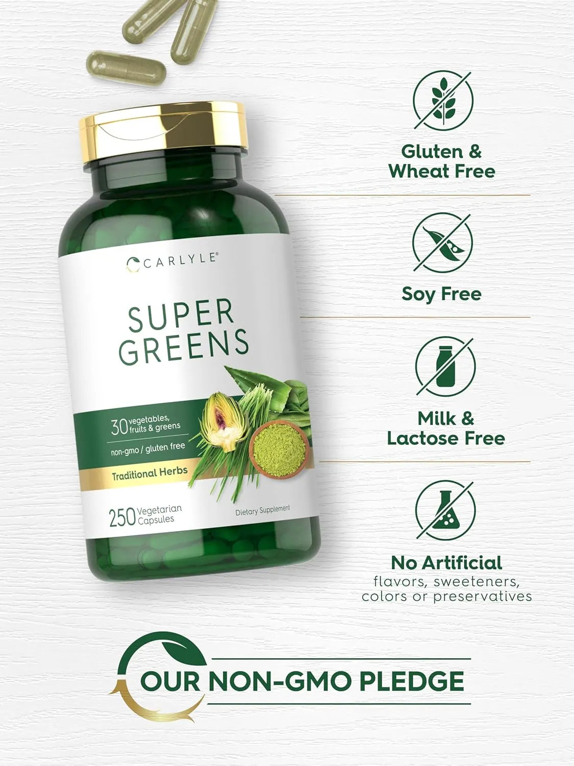 CARLYLE - Carlyle Super Greens 250 Capsulas - The Red Vitamin MX - Suplementos Alimenticios - {{ shop.shopifyCountryName }}