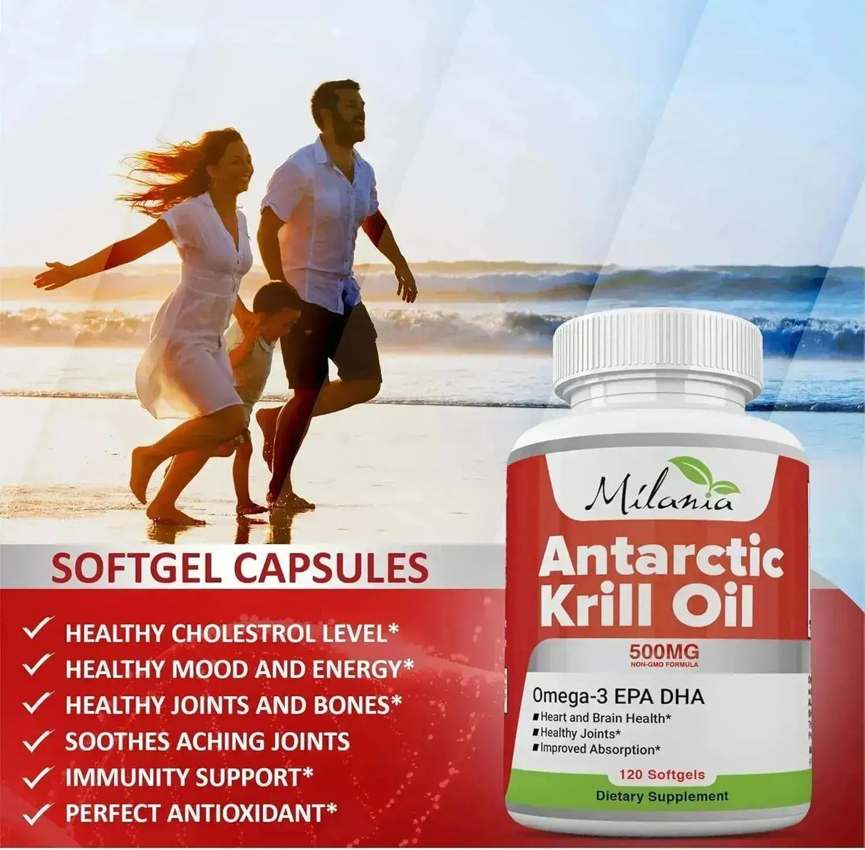 MILANIA - Milania Antarctic Krill Oil 500Mg. 120 Capsulas Blandas - The Red Vitamin MX - Suplementos Alimenticios - {{ shop.shopifyCountryName }}