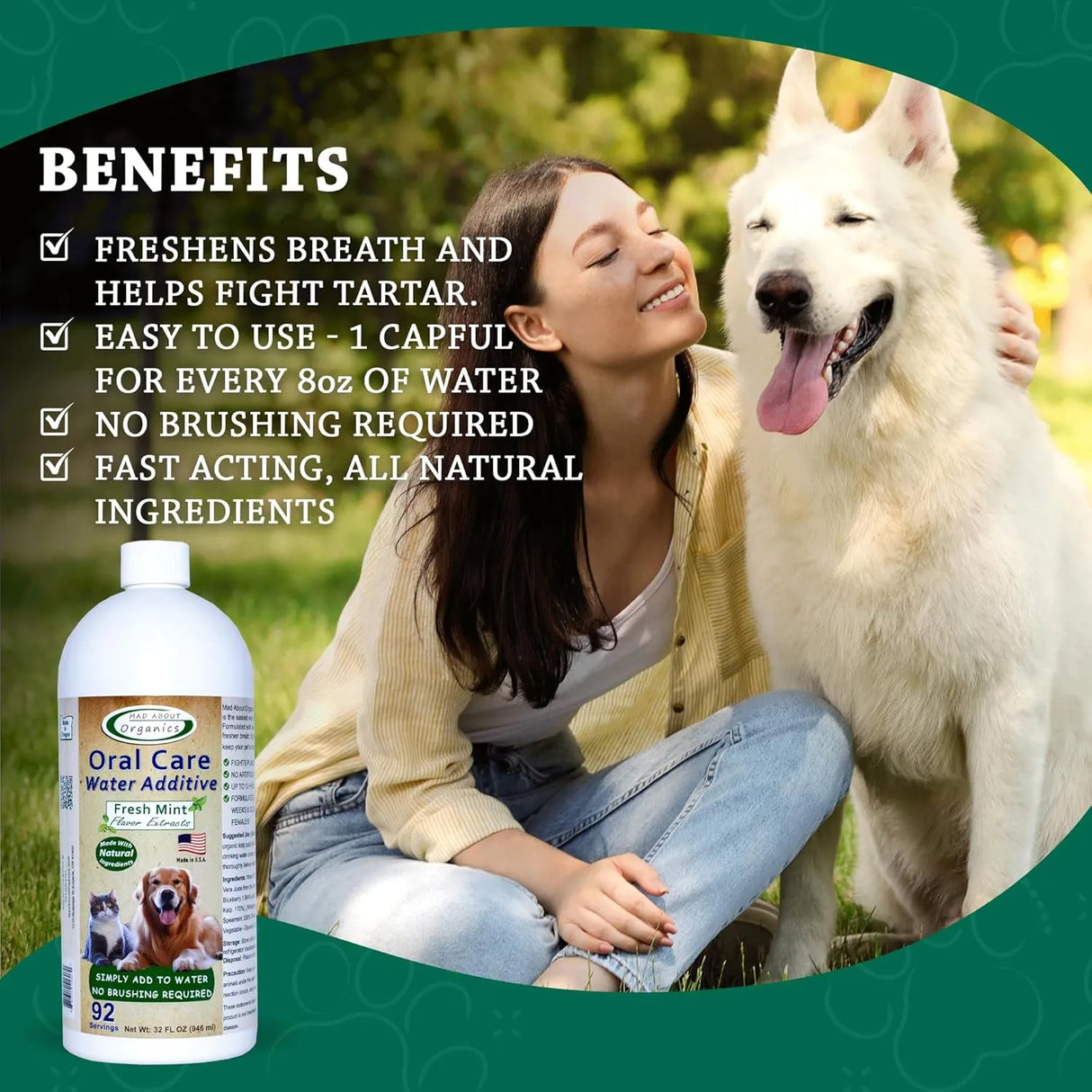 MAD ABOUT ORGANICS - Mad About Organics Oral Care Water Additive for Cats & Dogs Fresh Mint Flavor 946Ml. - The Red Vitamin MX - Cuidado Dental Para Perros - {{ shop.shopifyCountryName }}
