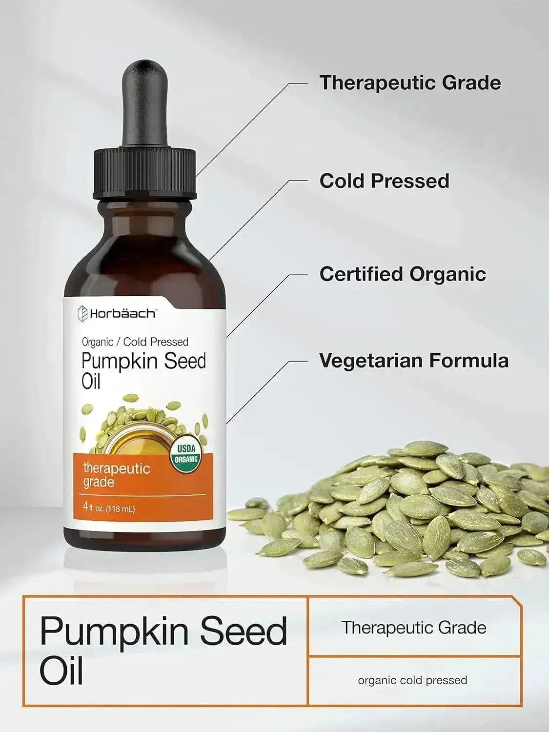 HORBAACH - Horbaach Organic Pumpkin Seed Oil 118Ml. - The Red Vitamin MX - Suplementos Alimenticios - {{ shop.shopifyCountryName }}