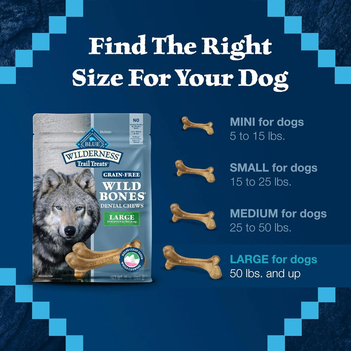 BLUE BUFFALO - Blue Buffalo Wilderness Trail Treats Wild Bones Large Dental Chews 280Gr. - The Red Vitamin MX - Cuidado Dental Para Perros - {{ shop.shopifyCountryName }}