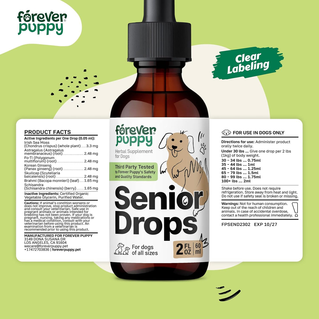 Forever Puppy Senior Dogs Drops 2 Fl.Oz.