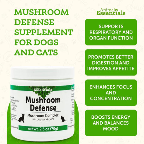 ANIMAL ESSENTIALS - Animal Essentials MUSHROOM DEFENSE Supplement for Dogs 70Gr. - The Red Vitamin MX - Suplementos Herbales Para Perros - {{ shop.shopifyCountryName }}