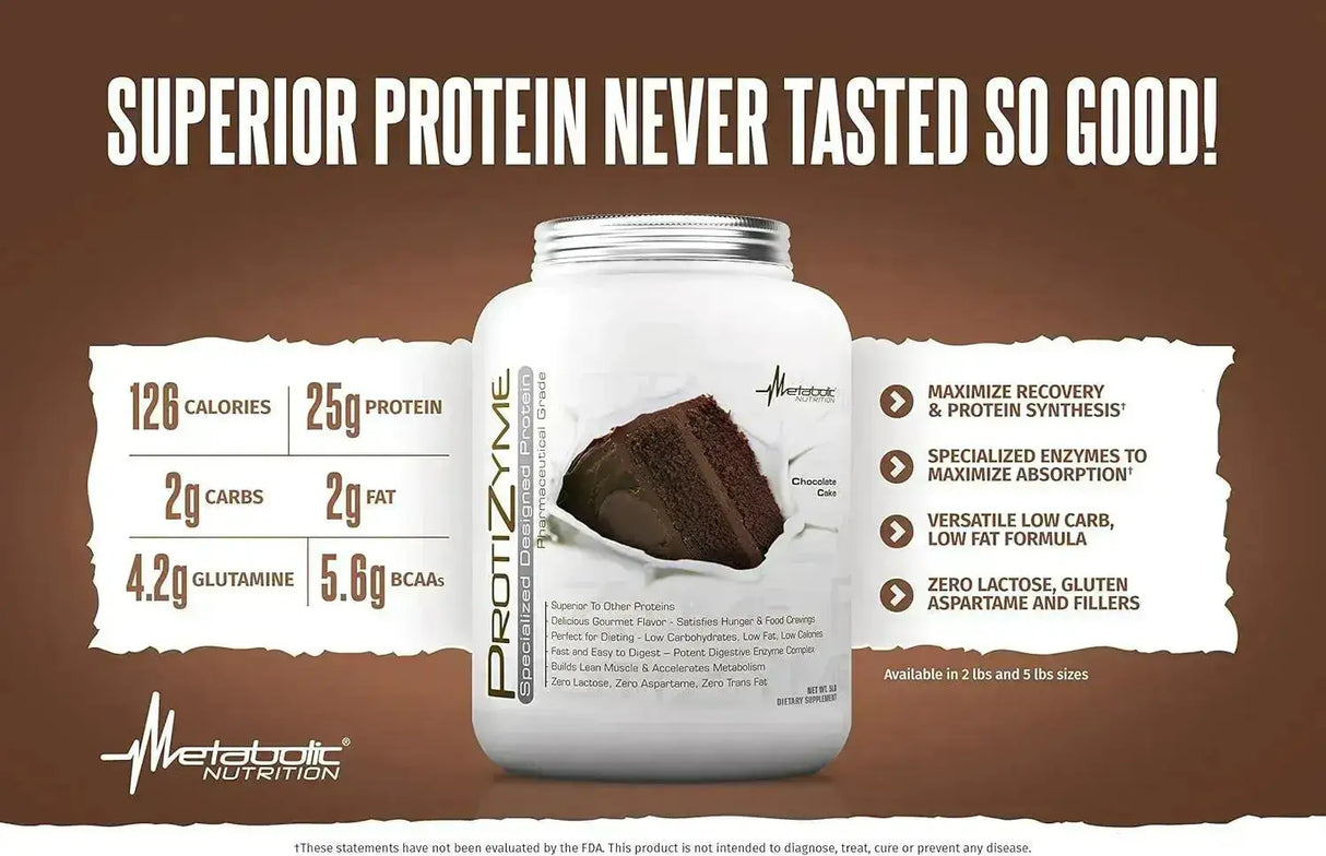 METABOLIC NUTRITION - Metabolic Nutrition Protizyme Whey Protein Powder Chocolate Cake 910Gr. - The Red Vitamin MX - Suplementos Alimenticios - {{ shop.shopifyCountryName }}