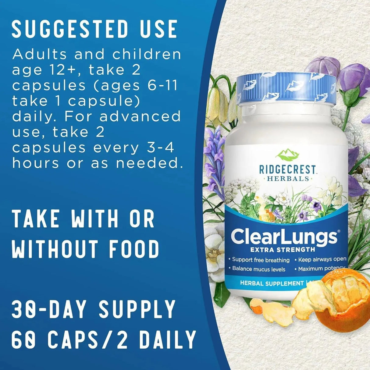 RIDGECREST HERBALS - RidgeCrest Herbals ClearLungs Extra Strength 60 Capsulas - The Red Vitamin MX - Suplementos Alimenticios - {{ shop.shopifyCountryName }}