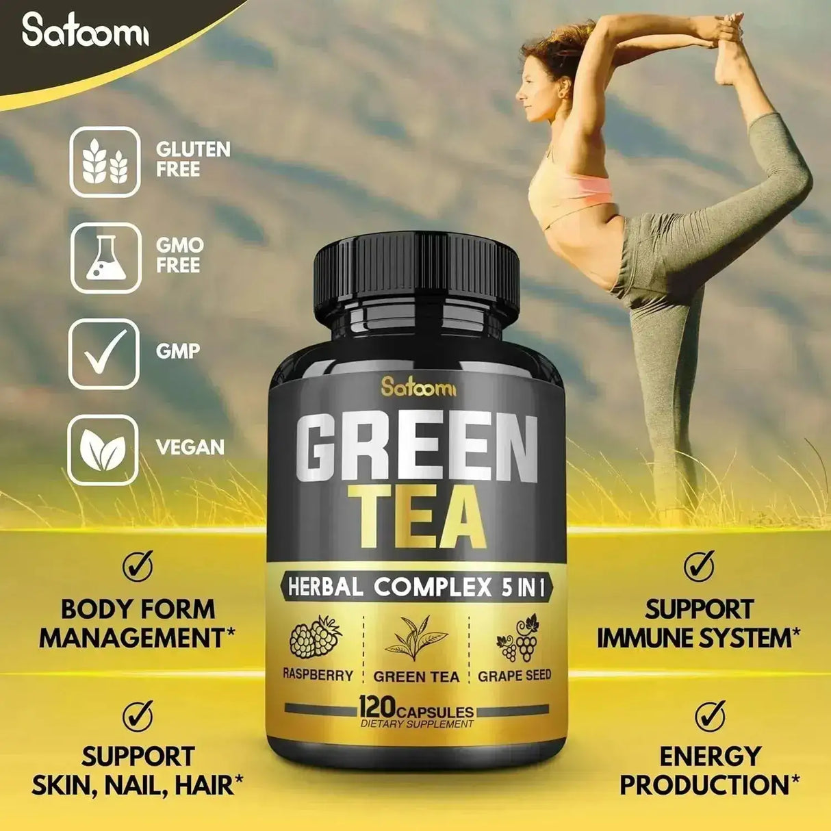 SATOOMI - Satoomi 5in1 Organic Green Tea Extract with EGCG 14,200Mg. 120 Capsulas - The Red Vitamin MX - Suplementos Alimenticios - {{ shop.shopifyCountryName }}