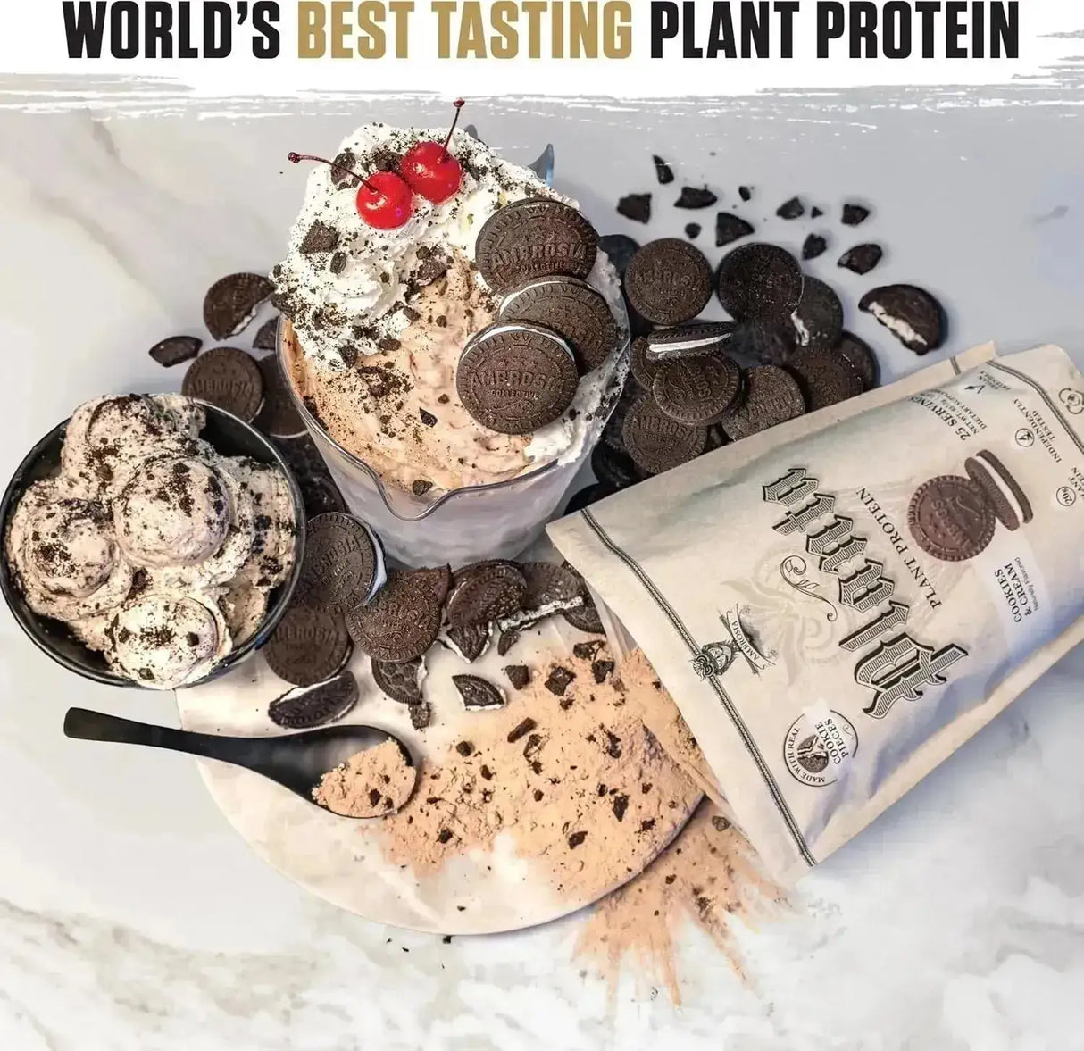 AMBROSIA - Ambrosia Planta Premium Organic Plant-Based Protein 25 Servicios Cookies Cream 937Gr. - The Red Vitamin MX - Suplementos Alimenticios - {{ shop.shopifyCountryName }}