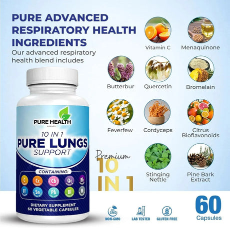PURE HEALTH - Pure Health 10 in 1 Lung Detox & Cleanse 60 Capsulas - The Red Vitamin MX - Suplementos Alimenticios - {{ shop.shopifyCountryName }}