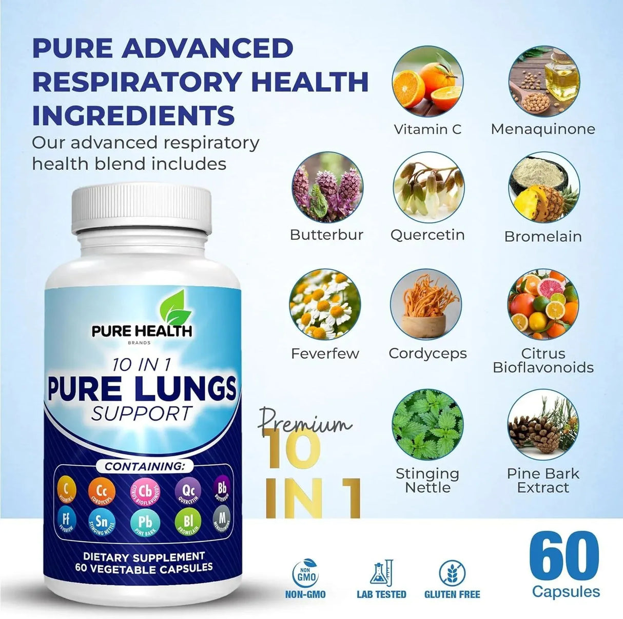 PURE HEALTH - Pure Health 10 in 1 Lung Detox & Cleanse 60 Capsulas - The Red Vitamin MX - Suplementos Alimenticios - {{ shop.shopifyCountryName }}