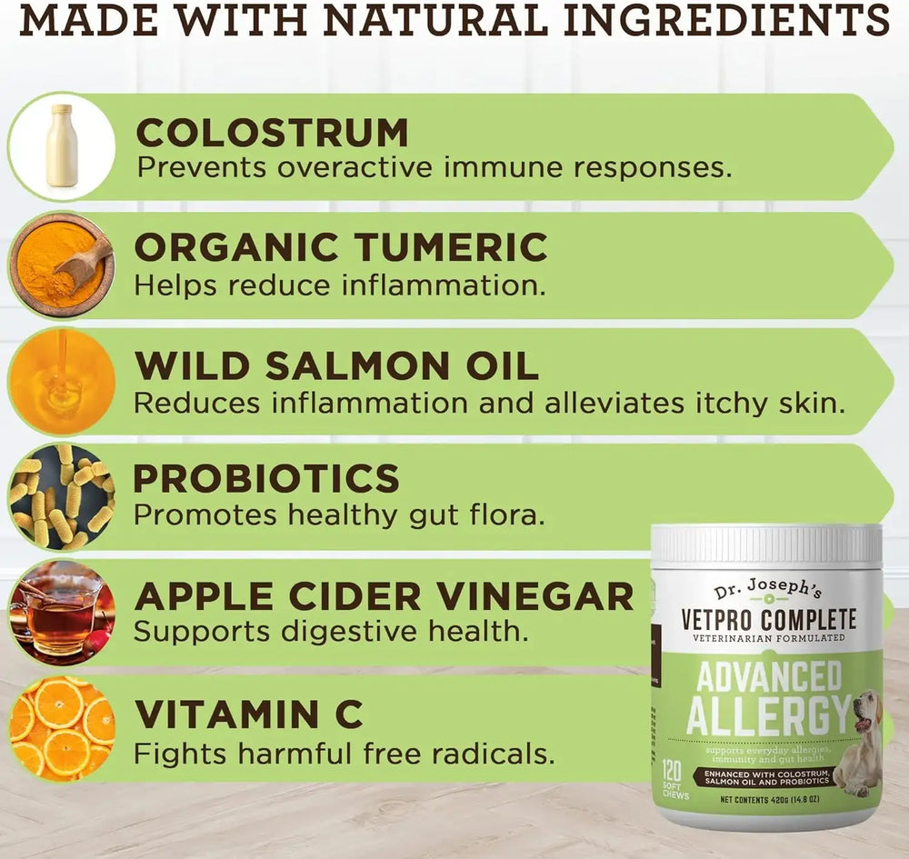 DR. JOSEPH'S - VetPro Complete Dr. Joseph's Advanced Allergy and Itch Support for Dogs 120 Masticables - The Red Vitamin MX - Remedios Para La Picazón De Perros - {{ shop.shopifyCountryName }}