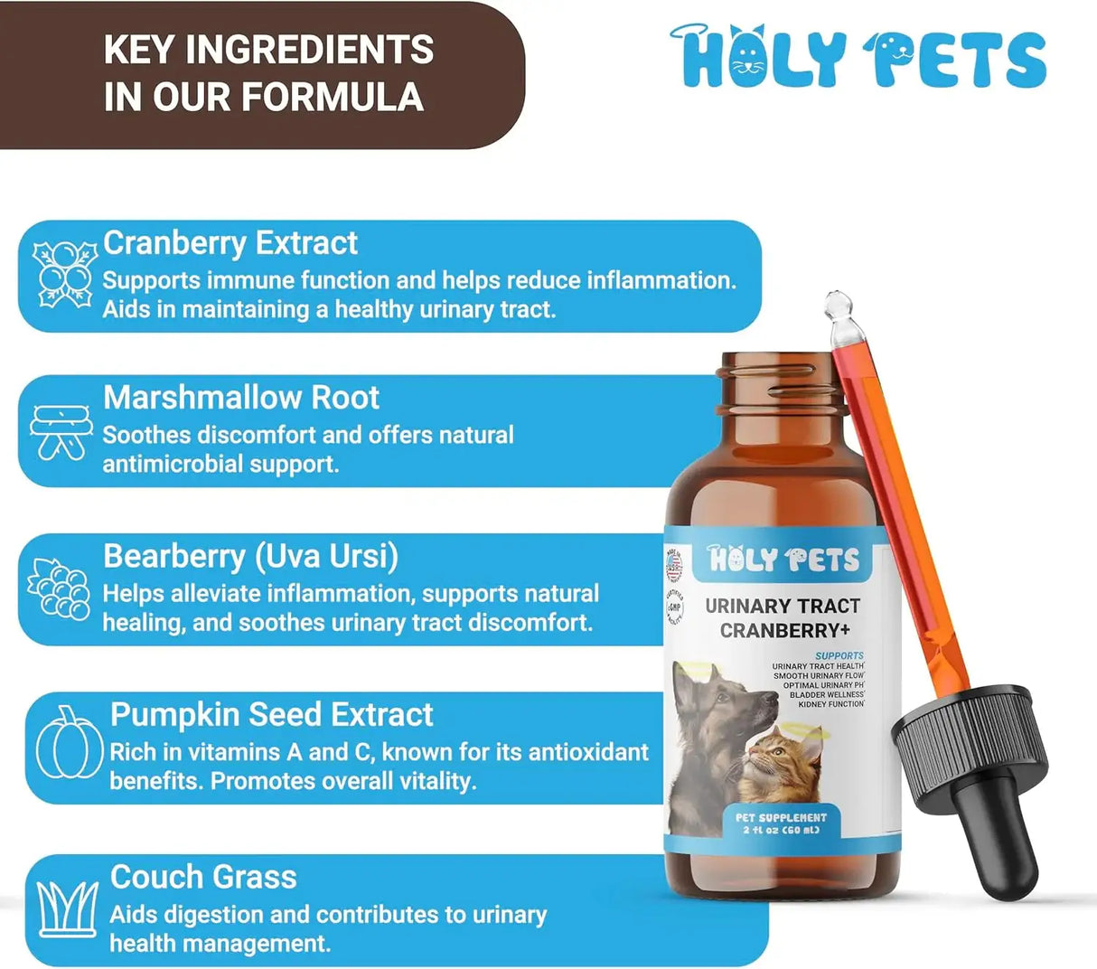 HOLY PETS - Holy Pets Natural UTI Medicine for Cats & Dogs 2 Fl.Oz. - The Red Vitamin MX - Salud De Tracto Urinario Para Perros - {{ shop.shopifyCountryName }}